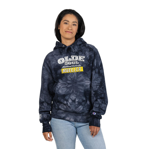 Olde Soul Mueller Tie-Dye Champion Hoodie — Embroidered Graphic
