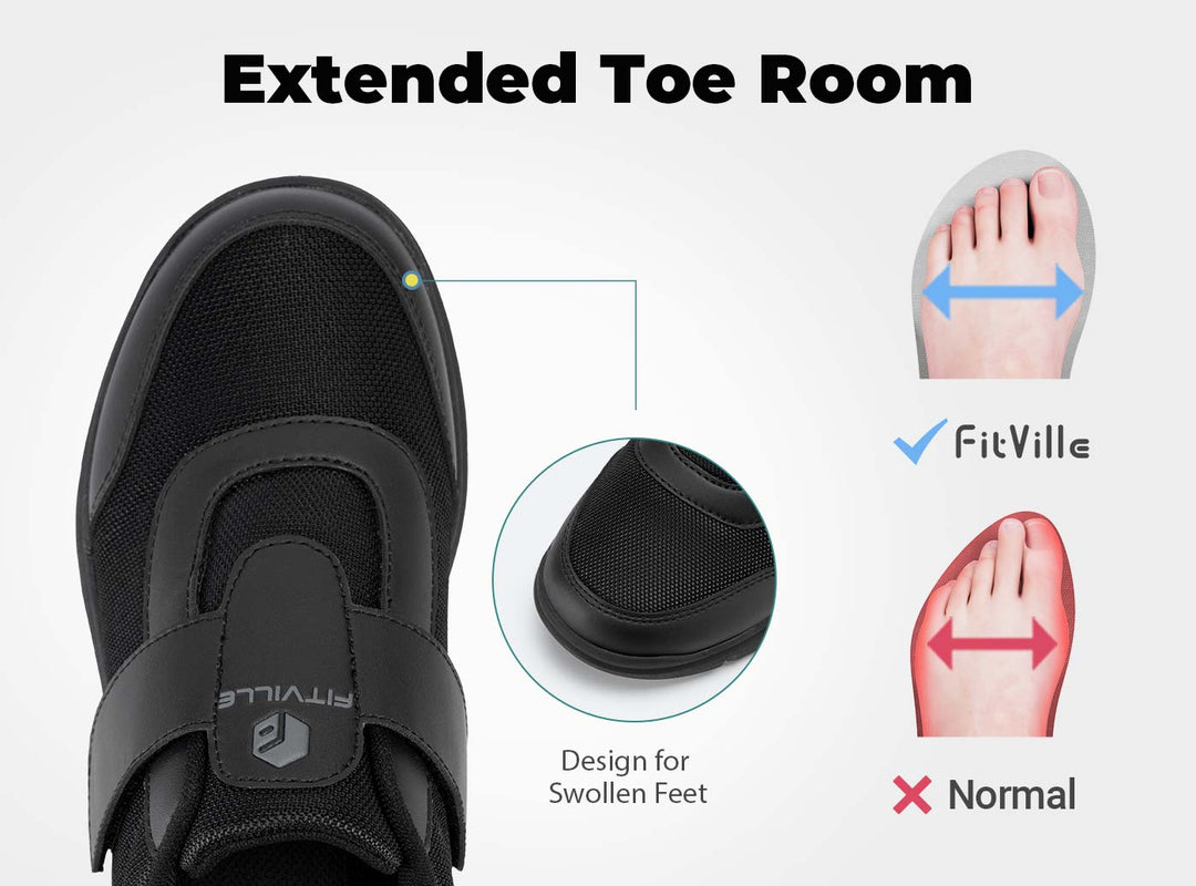 FitVille Men's EasyTop StrapEase Diabetic Shoes V4 by FitVille