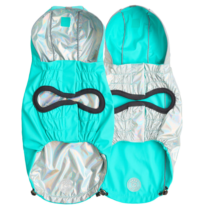 Reversible Raincoat - Neon Aqua with Iridescent by GF Pet