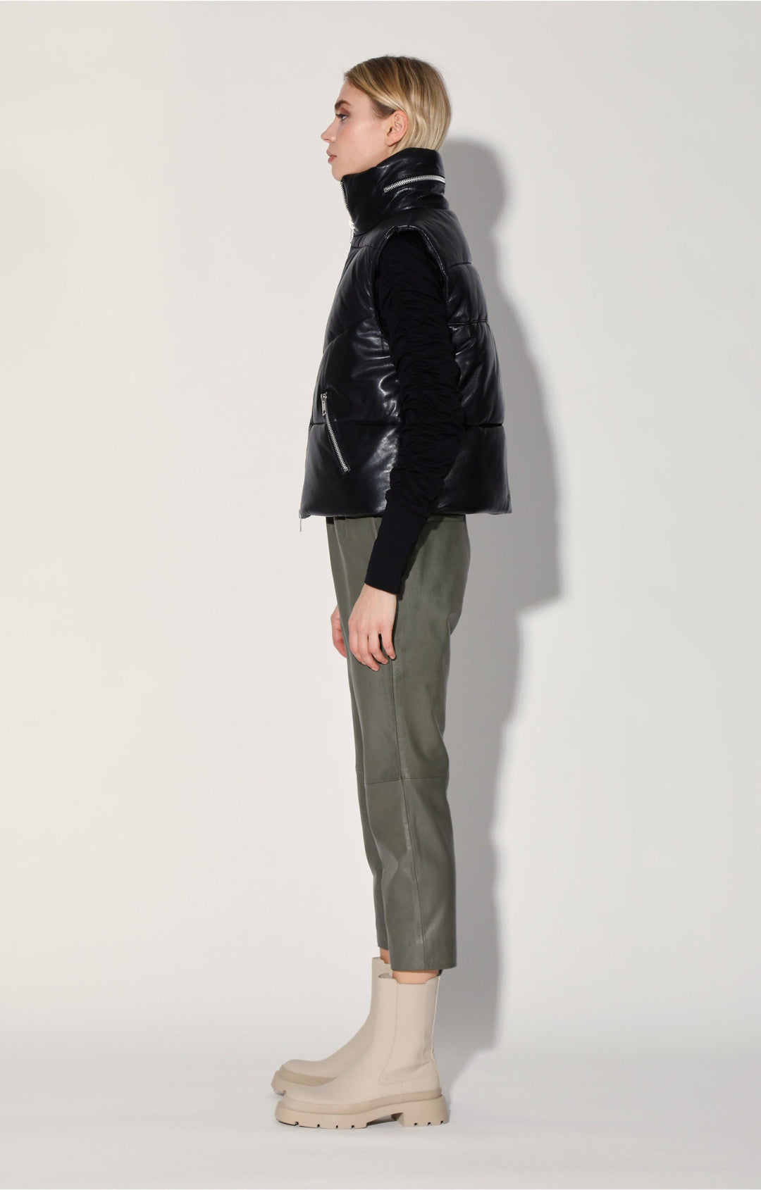 Landon Vest, Black - Puffer Leather by Walter Baker