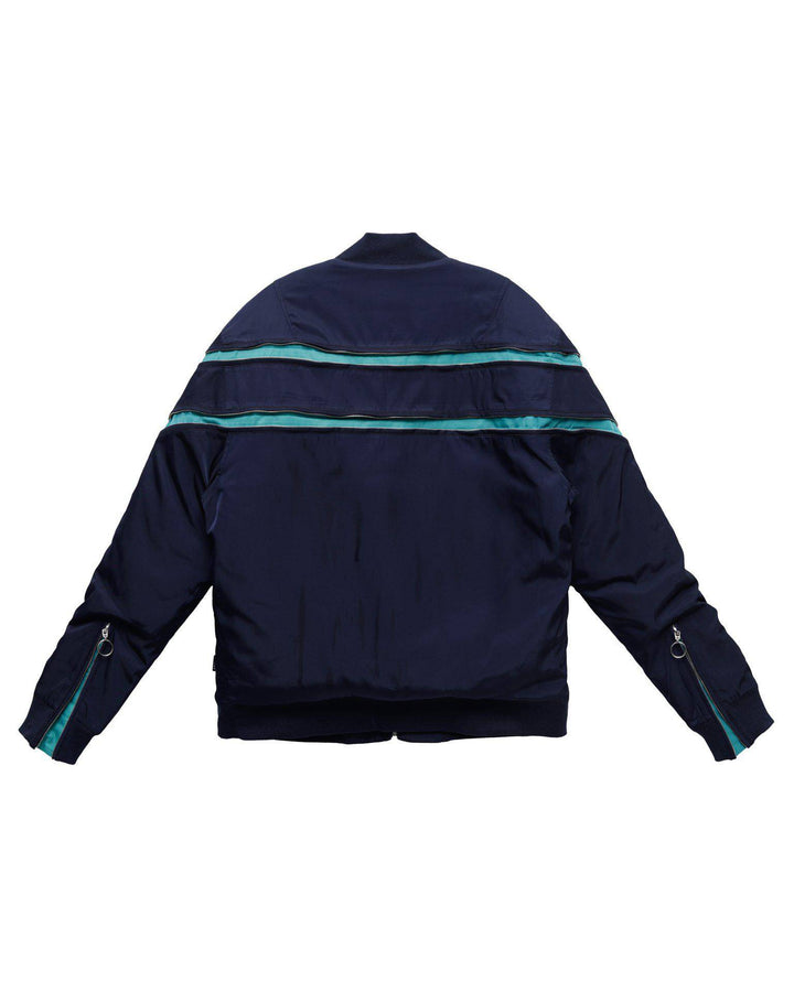 Konus Men's Bomber Jacket with Zipper Details in Navy by Shop at Konus