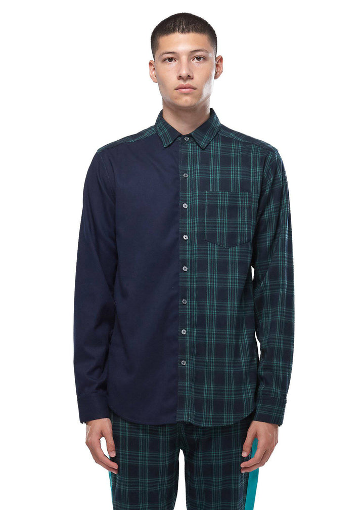 Konus Men's Color Blocked Button Up shirt in Green by Shop at Konus