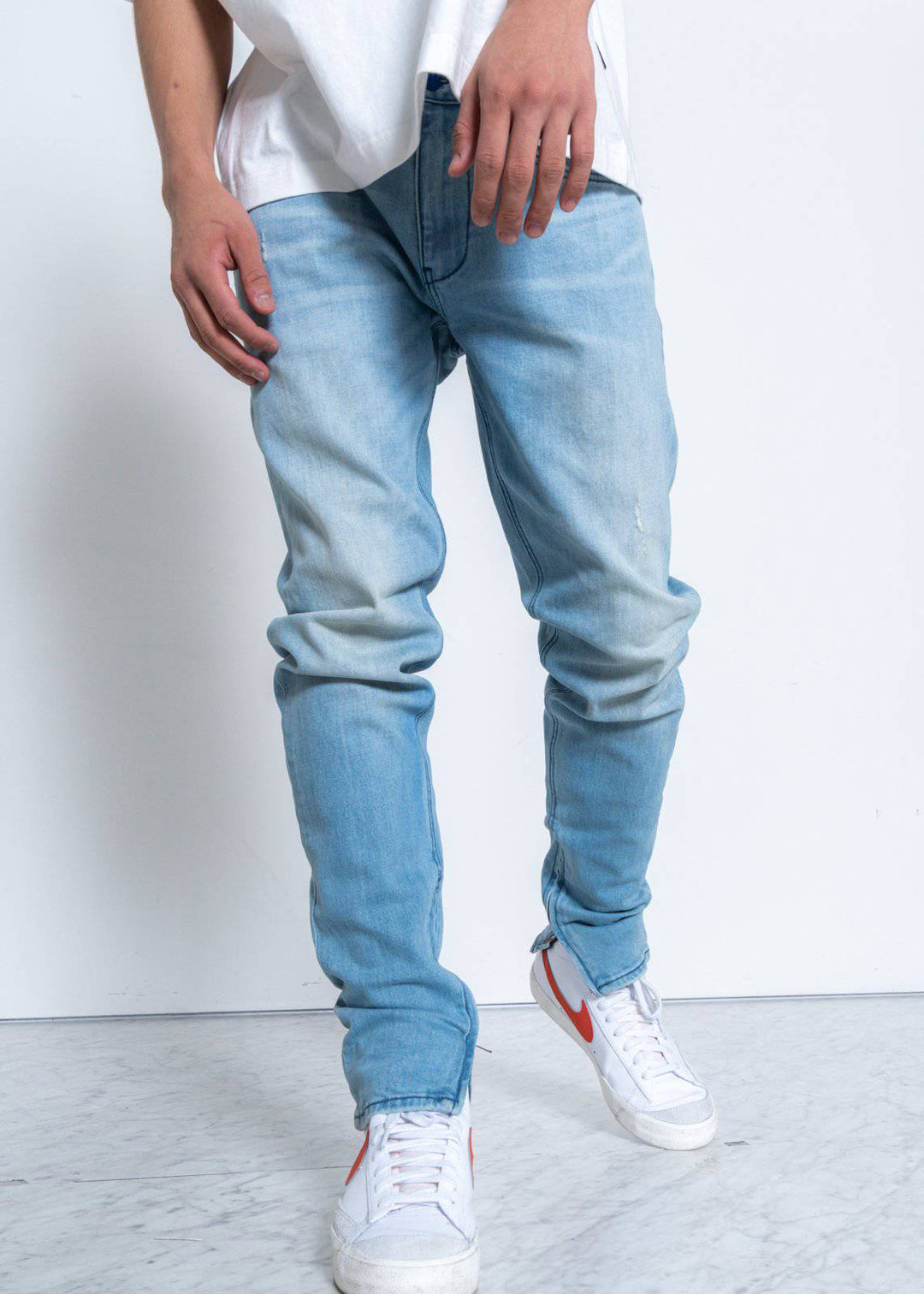 Konus Men's Light Washed Denim With Repair Works by Shop at Konus