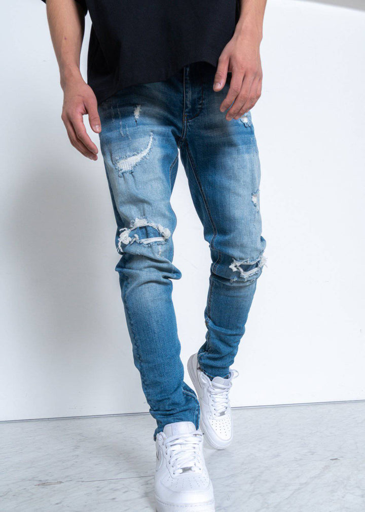 Konus Men's Rip and Repair Denim With Distress by Shop at Konus