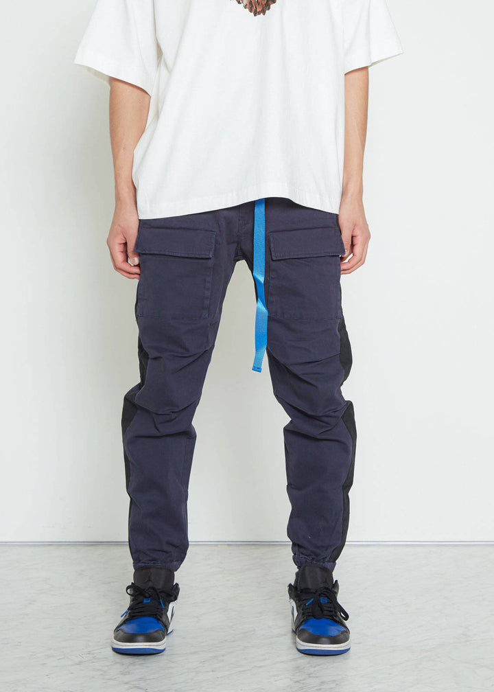 Konus Men's Woven Jogger with Tape in Navy by Shop at Konus