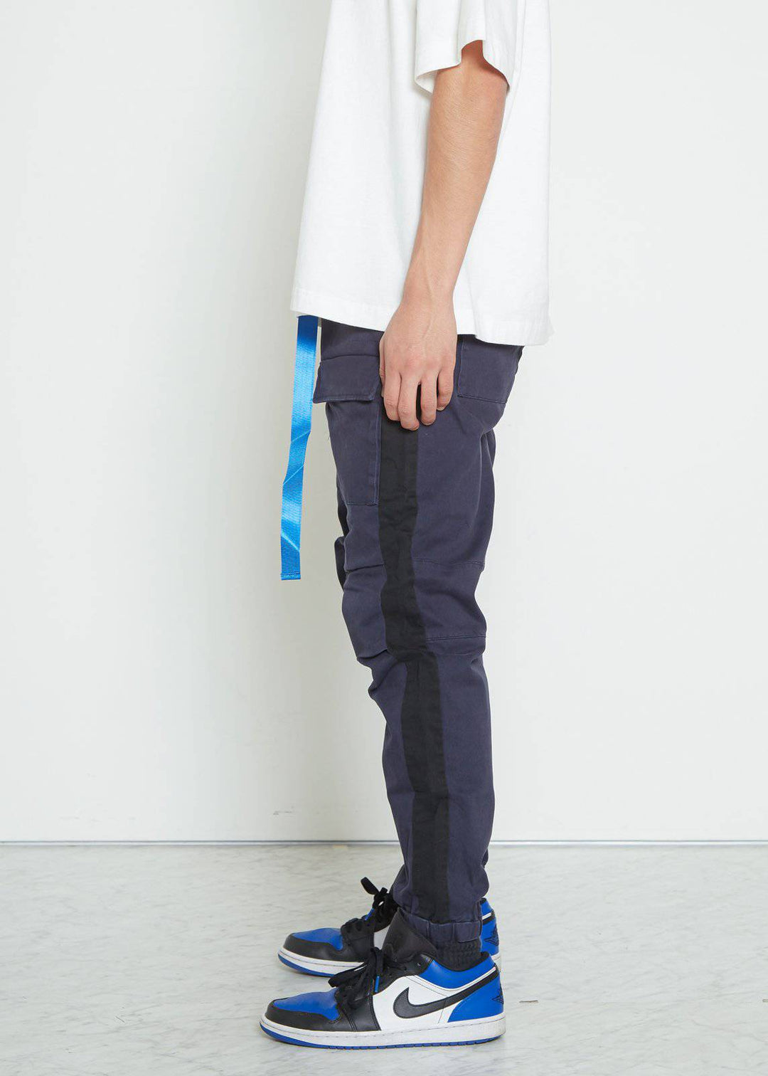 Konus Men's Woven Jogger with Tape in Navy by Shop at Konus