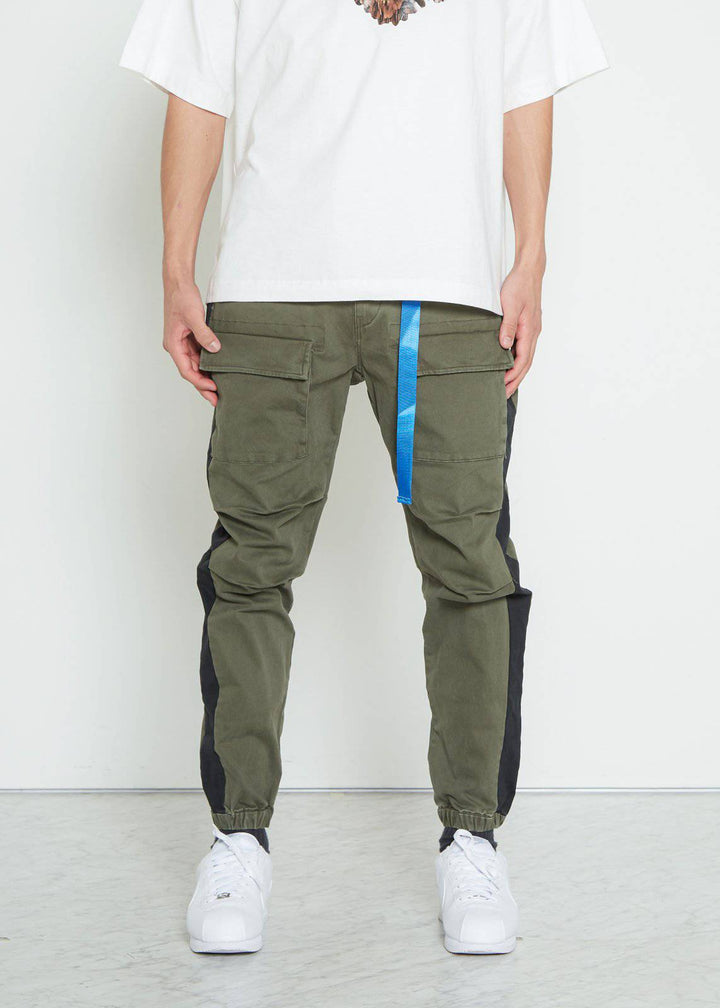 Konus Men's Woven Jogger with Tape in Olive by Shop at Konus