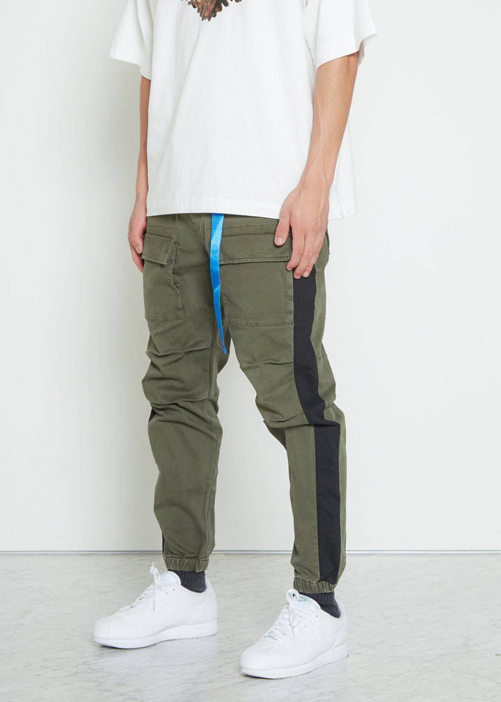 Konus Men's Woven Jogger with Tape in Olive by Shop at Konus