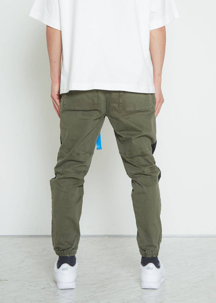 Konus Men's Woven Jogger with Tape in Olive by Shop at Konus