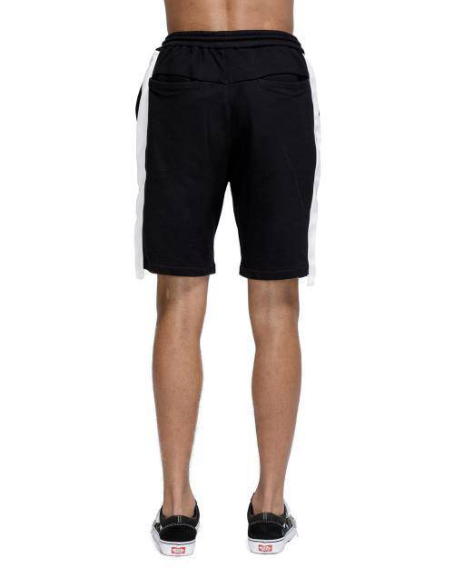 Konus Men's Sweat Shorts w/ White Tape on Side in Black by Shop at Konus