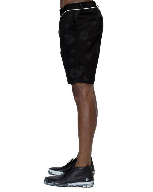 Konus Men's Cuffed Shorts With Floral Print in Black by Shop at Konus