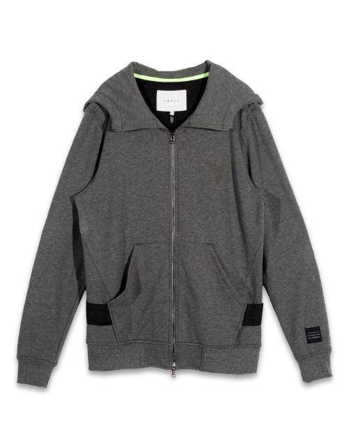 Konus Men's Zip up Hoodie With Chenille Embroidery in Heather Grey by Shop at Konus