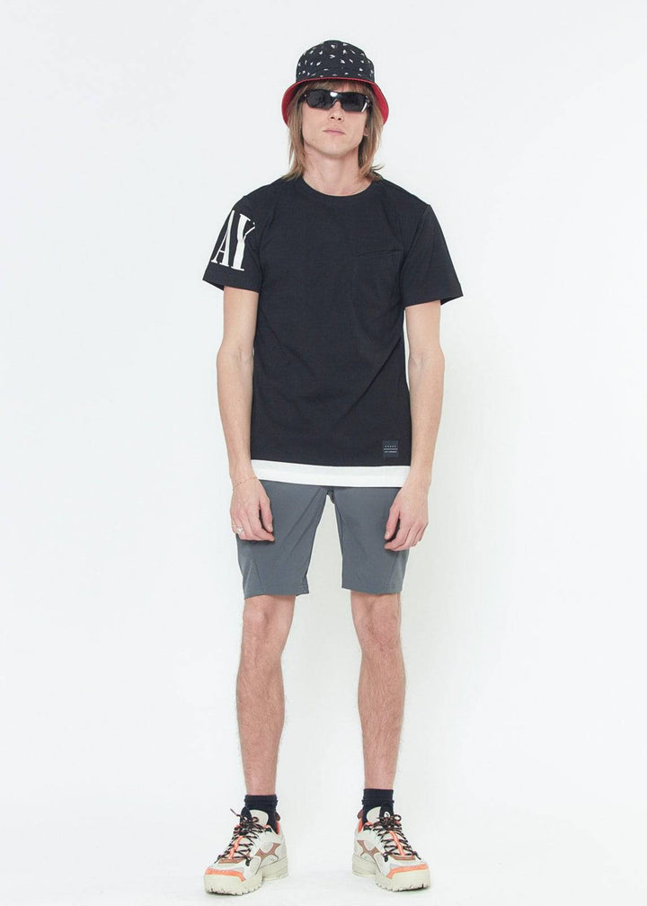 Konus Men's Graphic Tee w/ Layering in Black by Shop at Konus