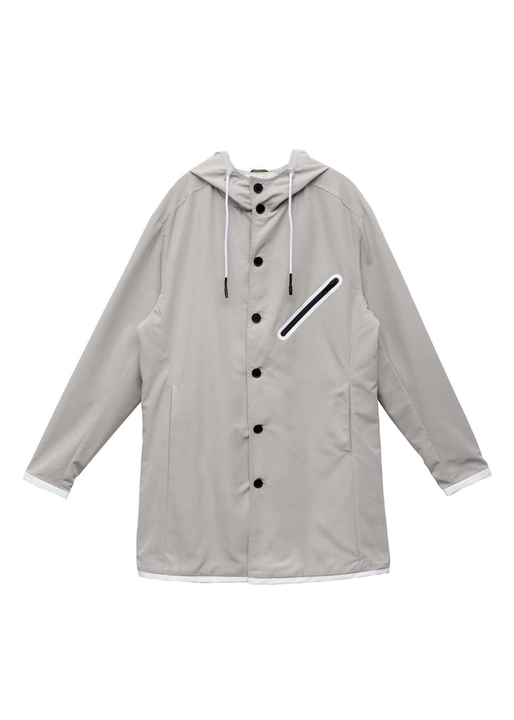 Konus Men's Hooded Jacket in Water Repellent Fabric in Ivory by Shop at Konus