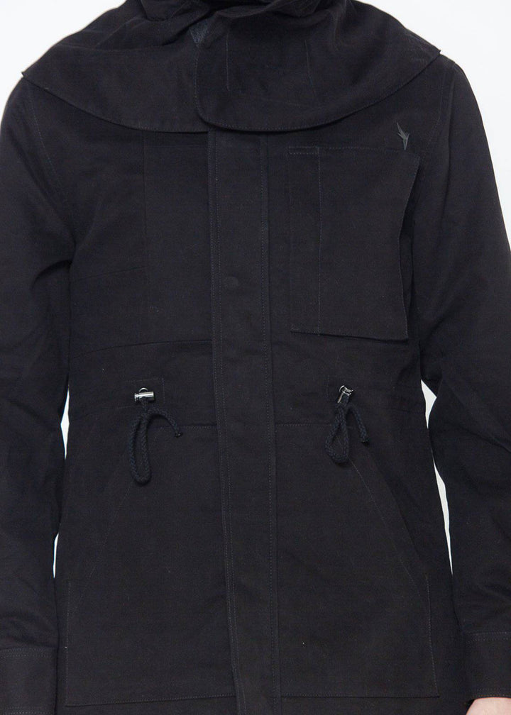 Konus Men's M-65 Jacket With Oversized Hood in Black by Shop at Konus