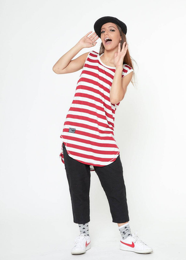 Konus Men's Stripe Tank Top in Red by Shop at Konus