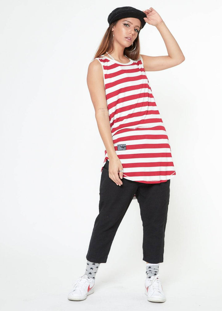 Konus Men's Stripe Tank Top in Red by Shop at Konus