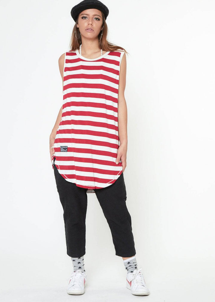 Konus Men's Stripe Tank Top in Red by Shop at Konus