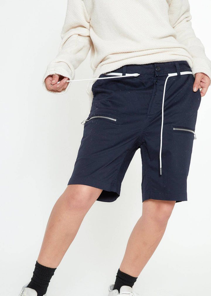 Konus Men's Zipper Cargo Shorts With Drawcord in Navy by Shop at Konus