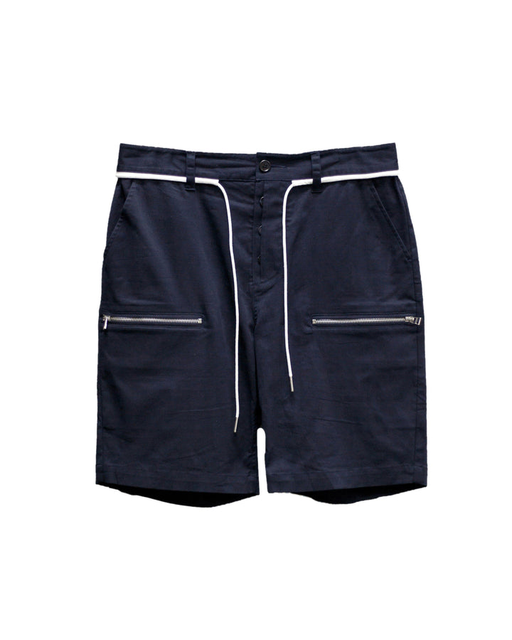 Konus Men's Zipper Cargo Shorts With Drawcord in Navy by Shop at Konus