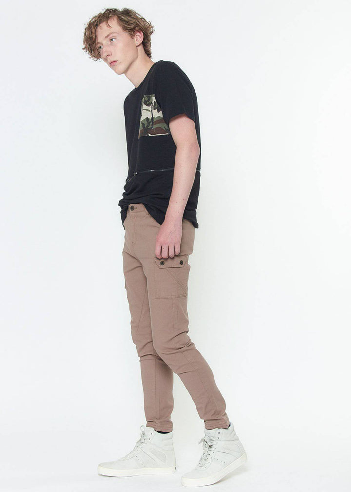 Konus Men's Slim Cargo Pants in Beige by Shop at Konus