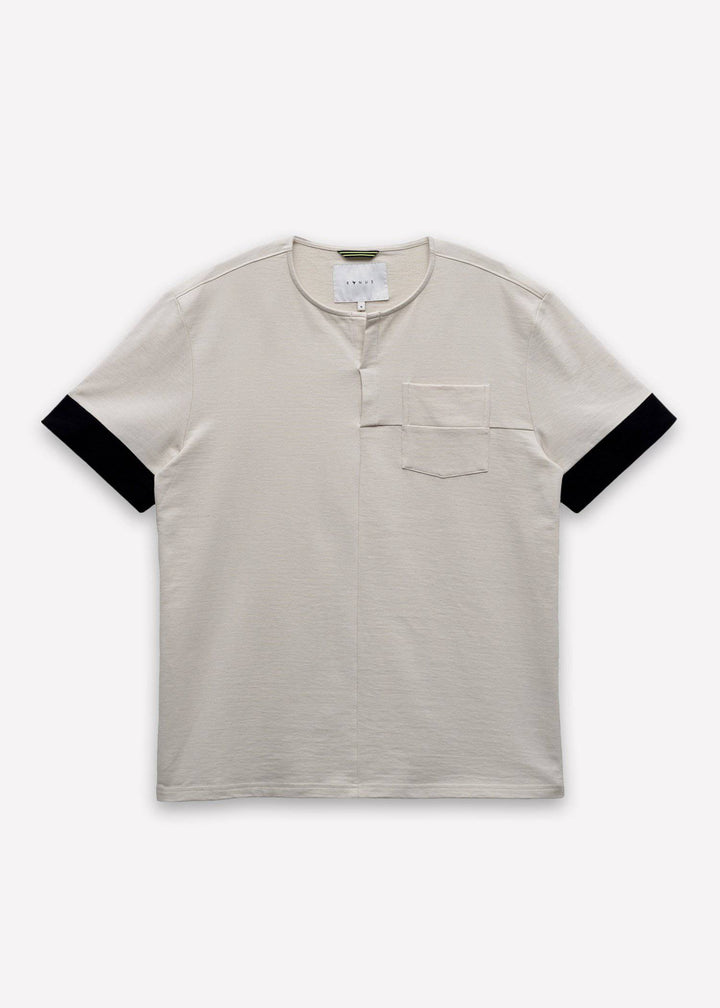 Konus Men's Ss Henley Tee / Owen In Beige by Shop at Konus