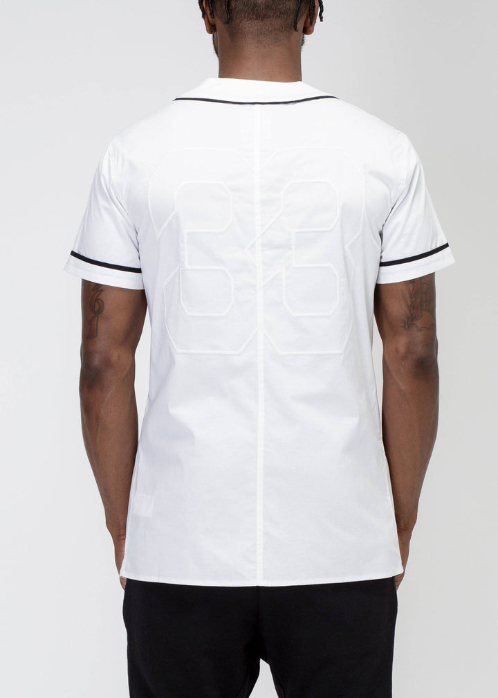 Konus Men's Woven Baseball Jersey Shirt in White by Shop at Konus