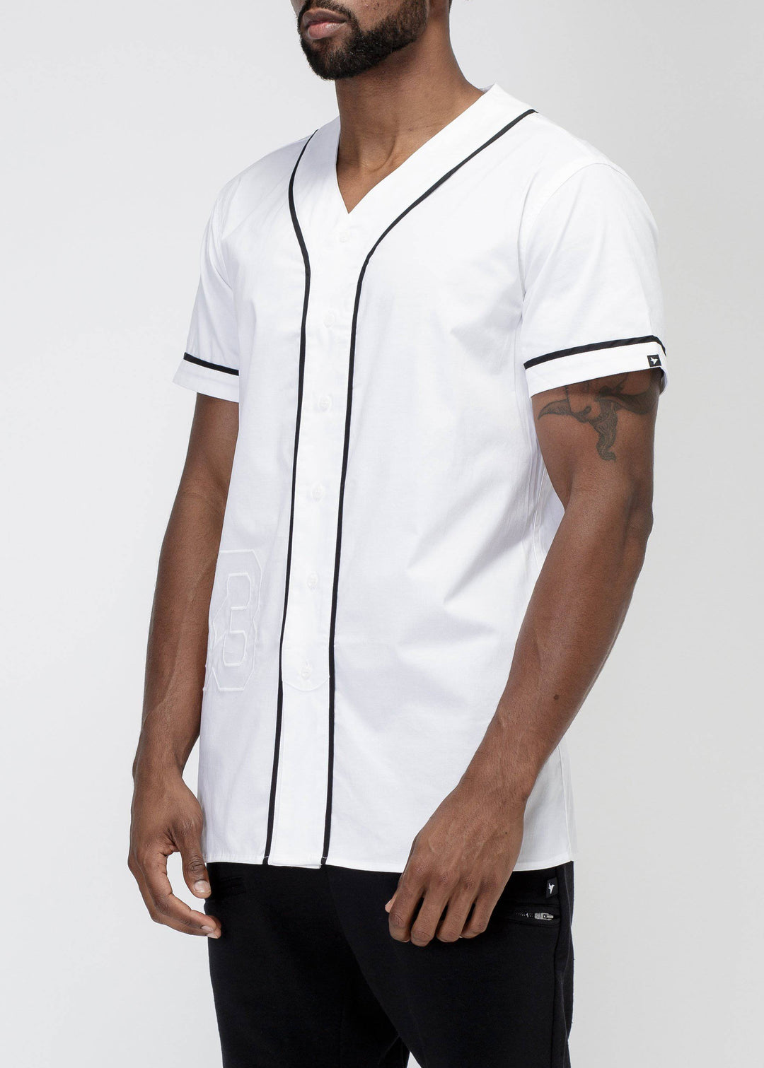 Konus Men's Woven Baseball Jersey Shirt in White by Shop at Konus