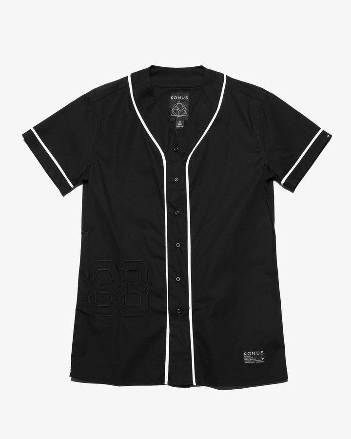 Konus Men's Woven Baseball Jersey Shirt in Black by Shop at Konus