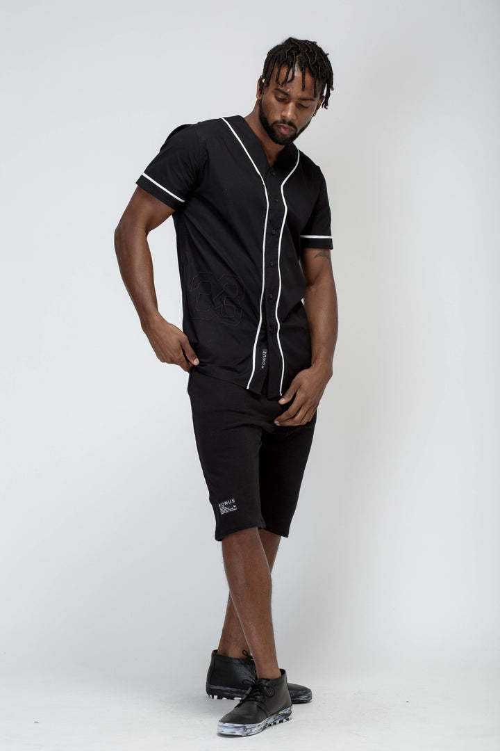 Konus Men's Woven Baseball Jersey Shirt in Black by Shop at Konus