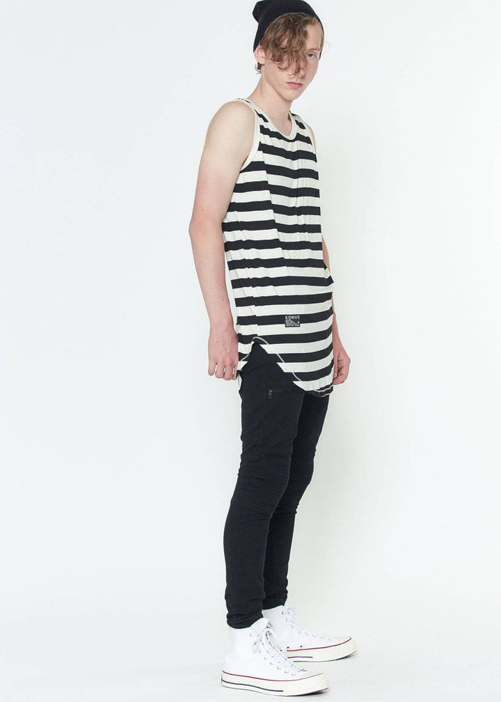 Konus Men's Stripe Tank Top in Black by Shop at Konus