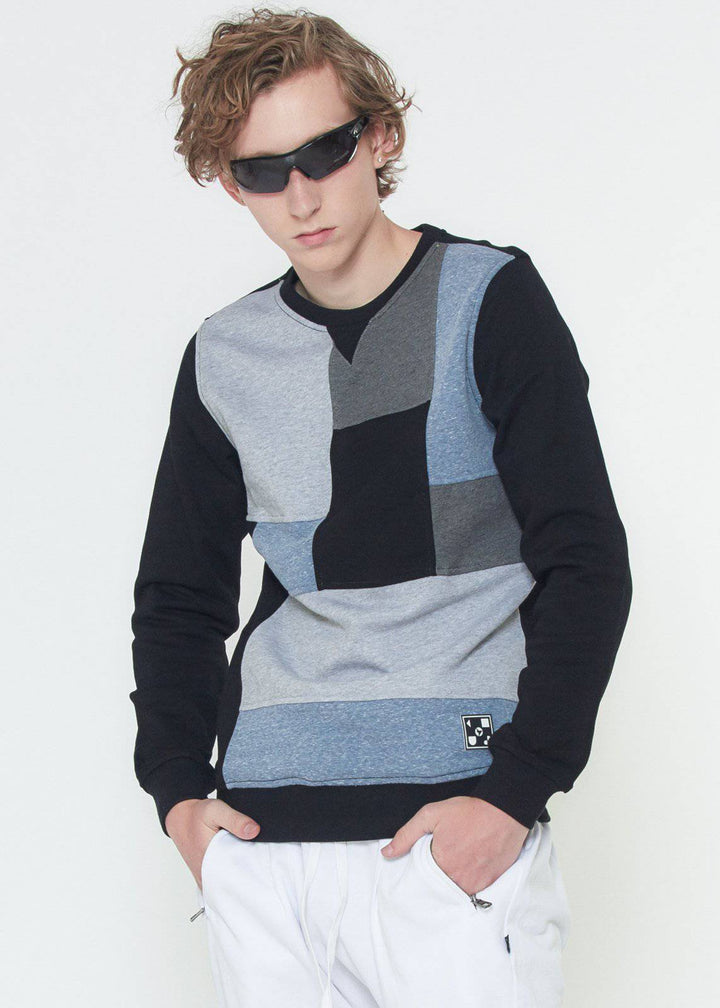 Konus Men's Sweatshirt w/ Panelling in Black by Shop at Konus