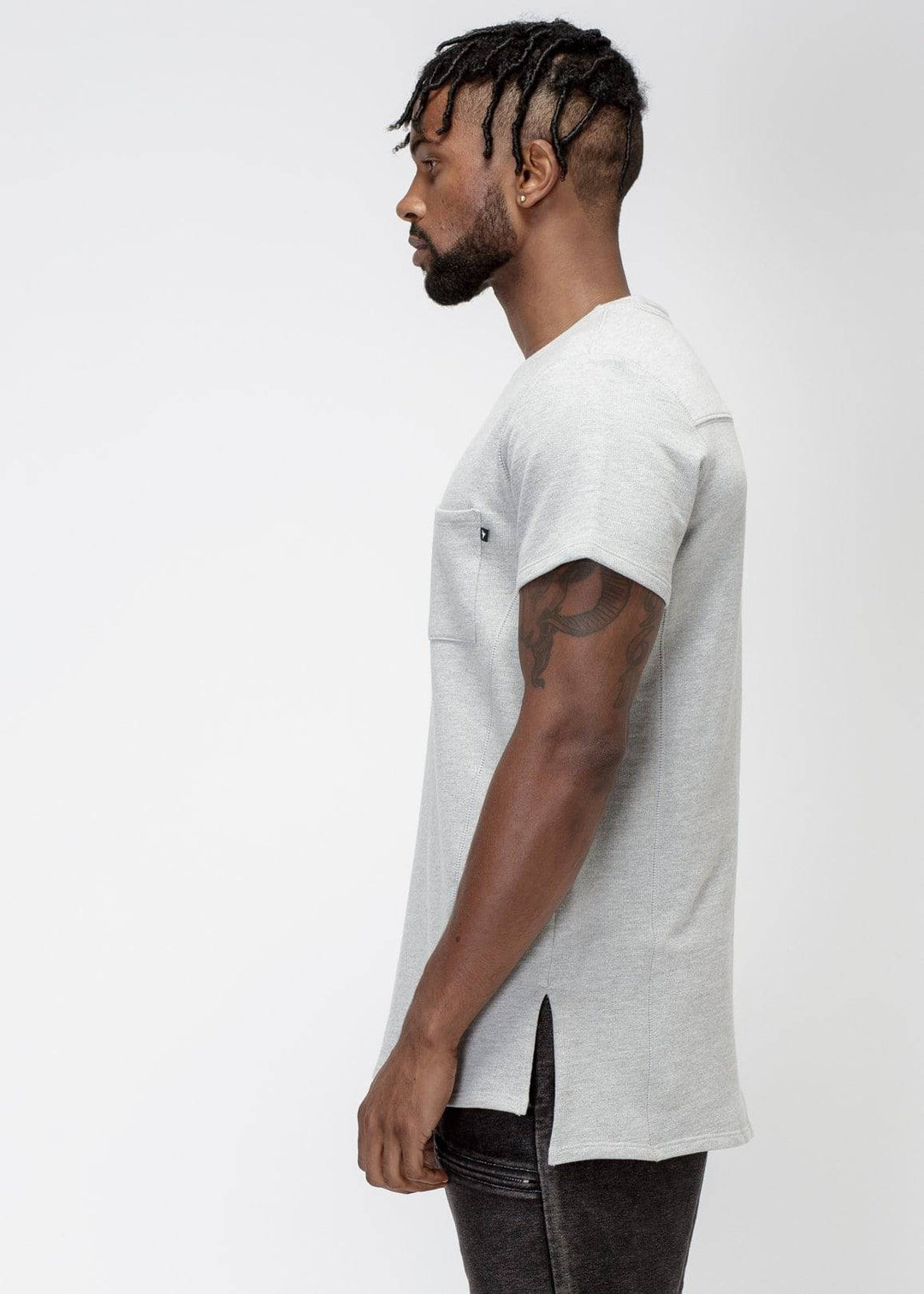 Konus Men's Hi Lo Terry Tee in Heather Grey by Shop at Konus