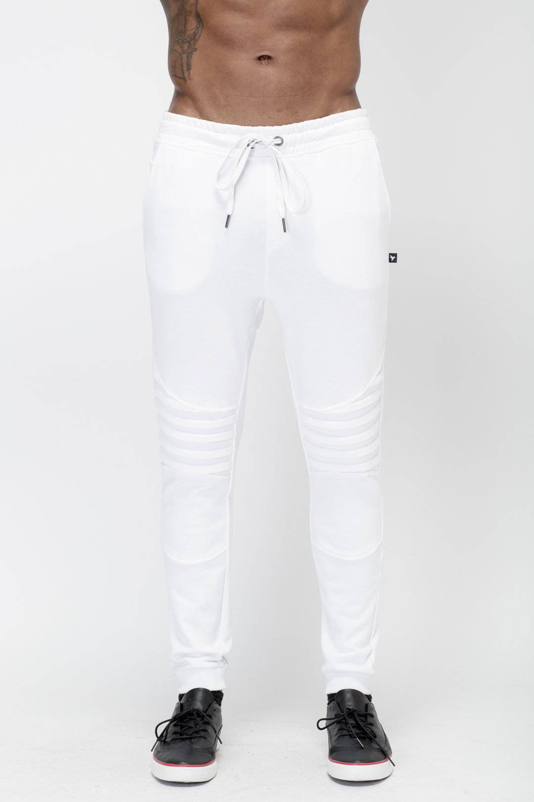 Konus Men's Biker Style Joggers in White by Shop at Konus