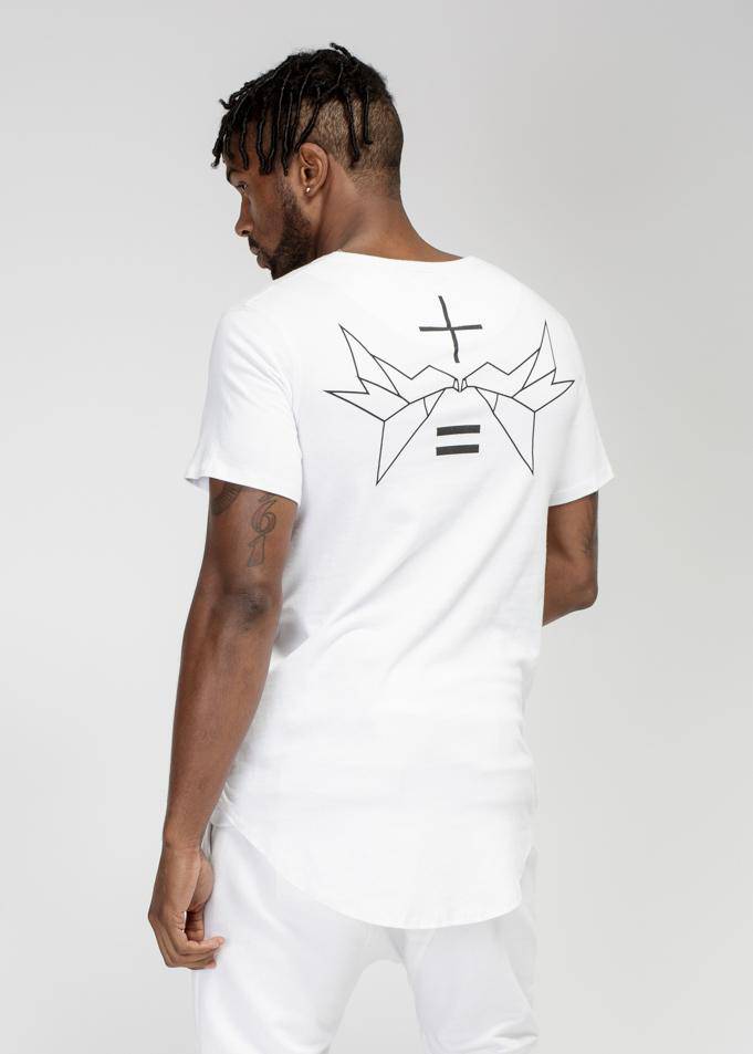 Konus Men's Bird Graphic Curved Hem Tee in White by Shop at Konus