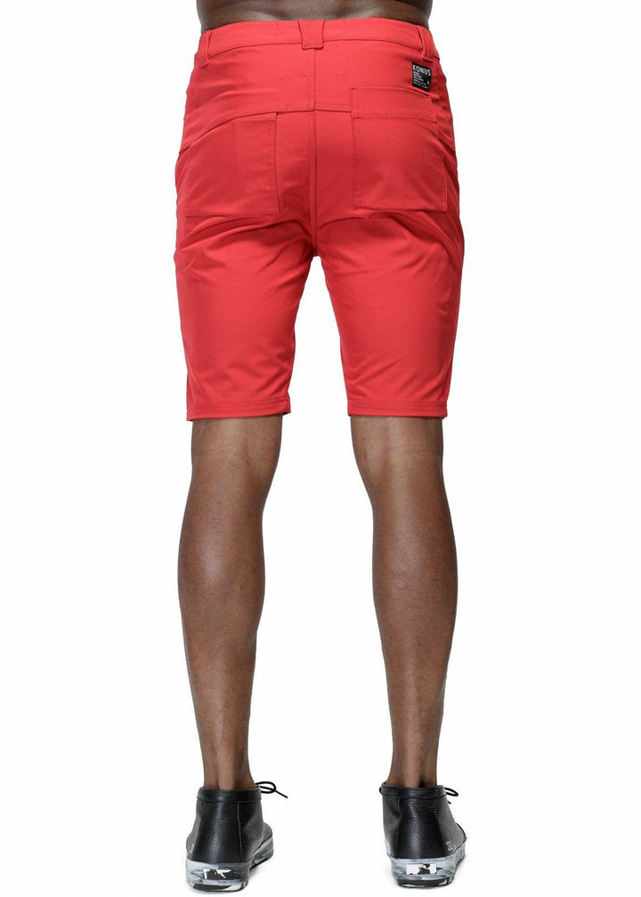 Konus Men's Shorts w/ Asymmetrical Zipper Fly in Burgundy by Shop at Konus