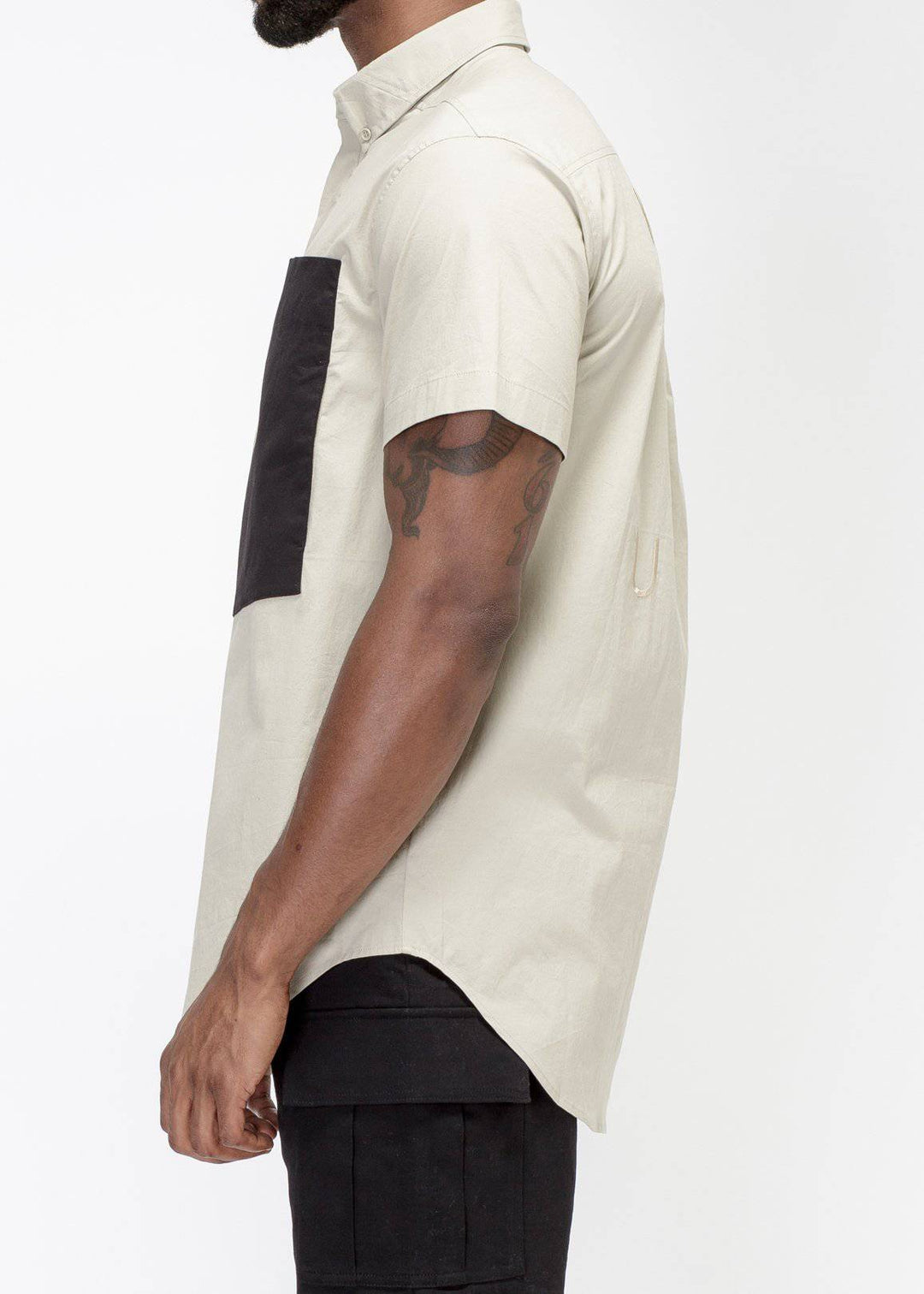 Konus Men's Short Sleeve Button Up in Khaki by Shop at Konus