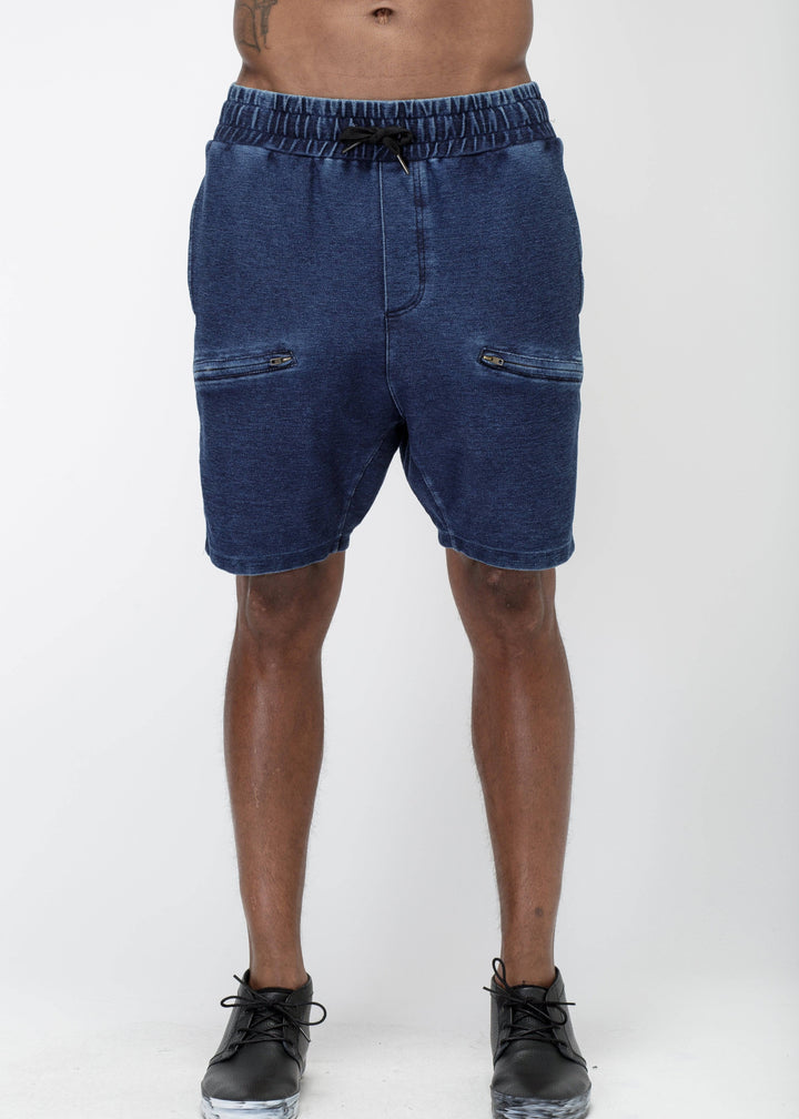 Konus Men's Heavy Denim Knit Shorts in Blue by Shop at Konus