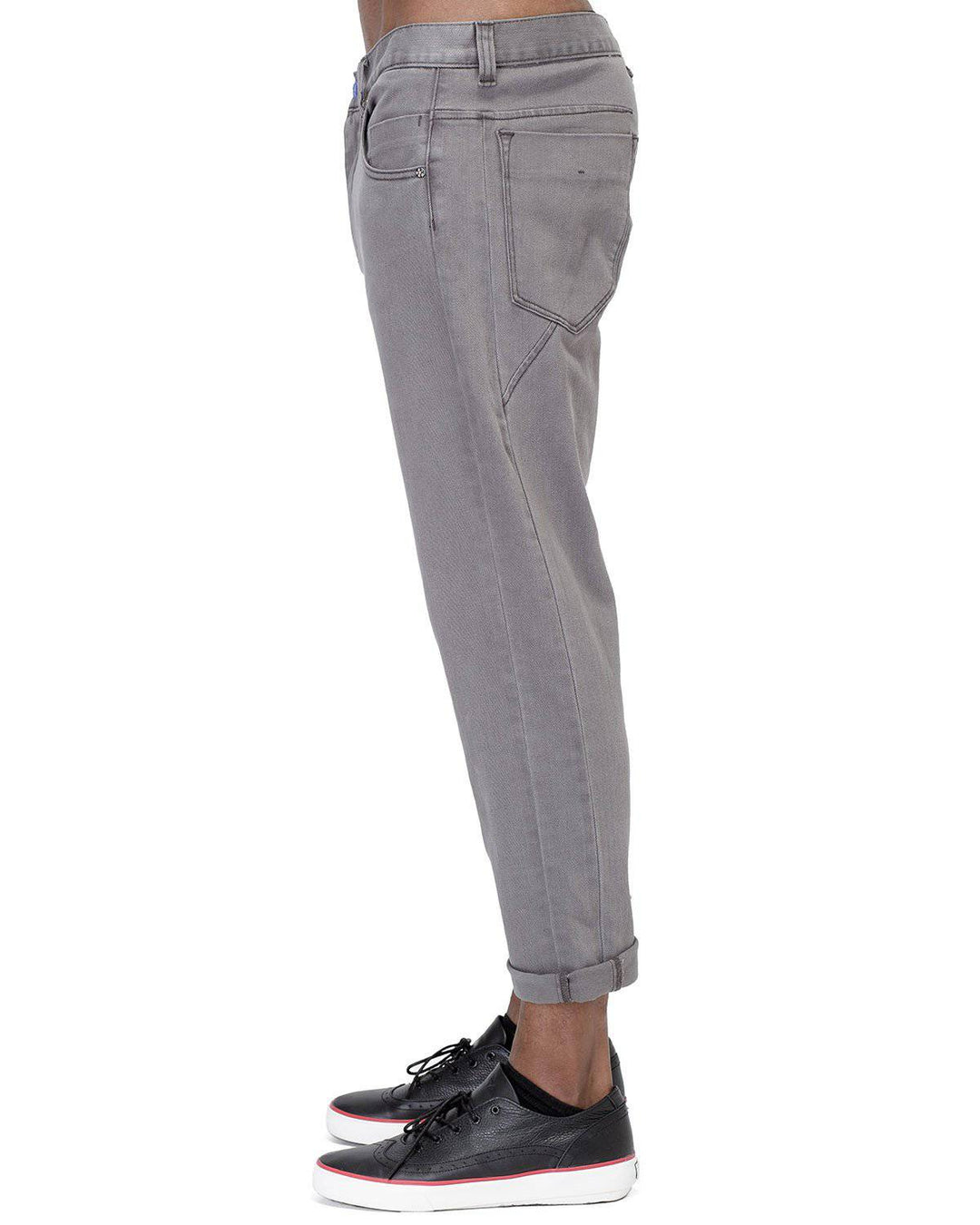 Konus Men's Cropped Twill Pant With Dart Detail in Gray by Shop at Konus