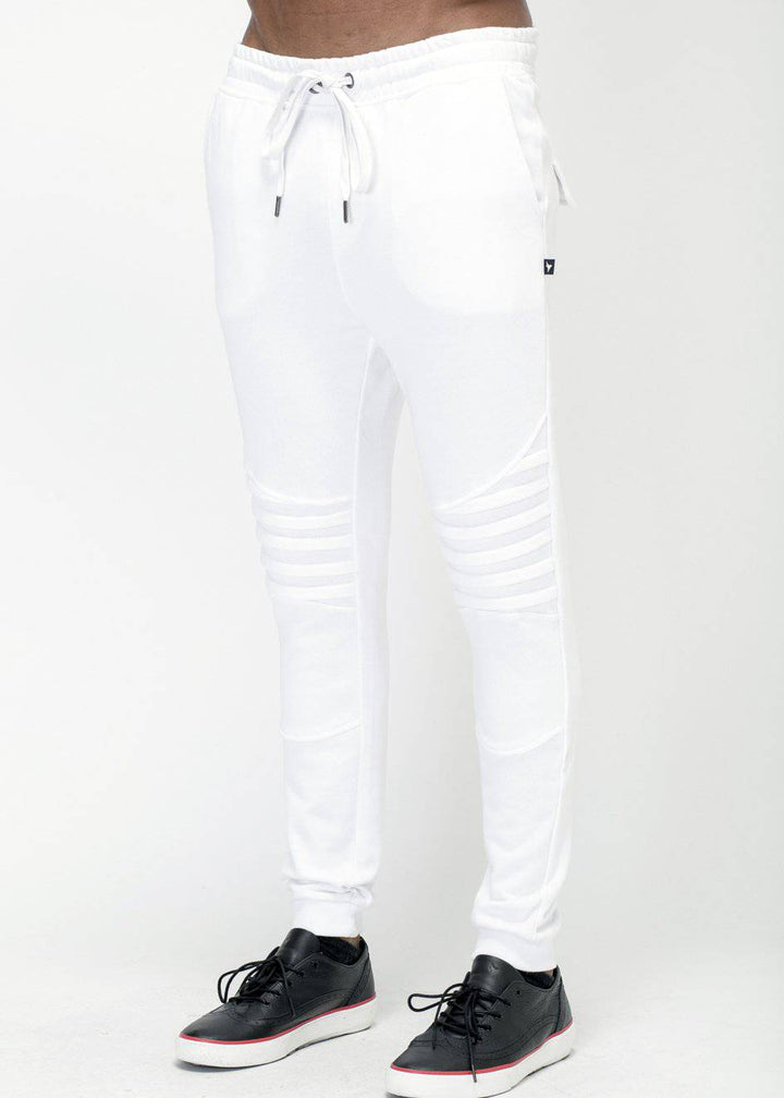 Konus Men's Biker Style Joggers in White by Shop at Konus