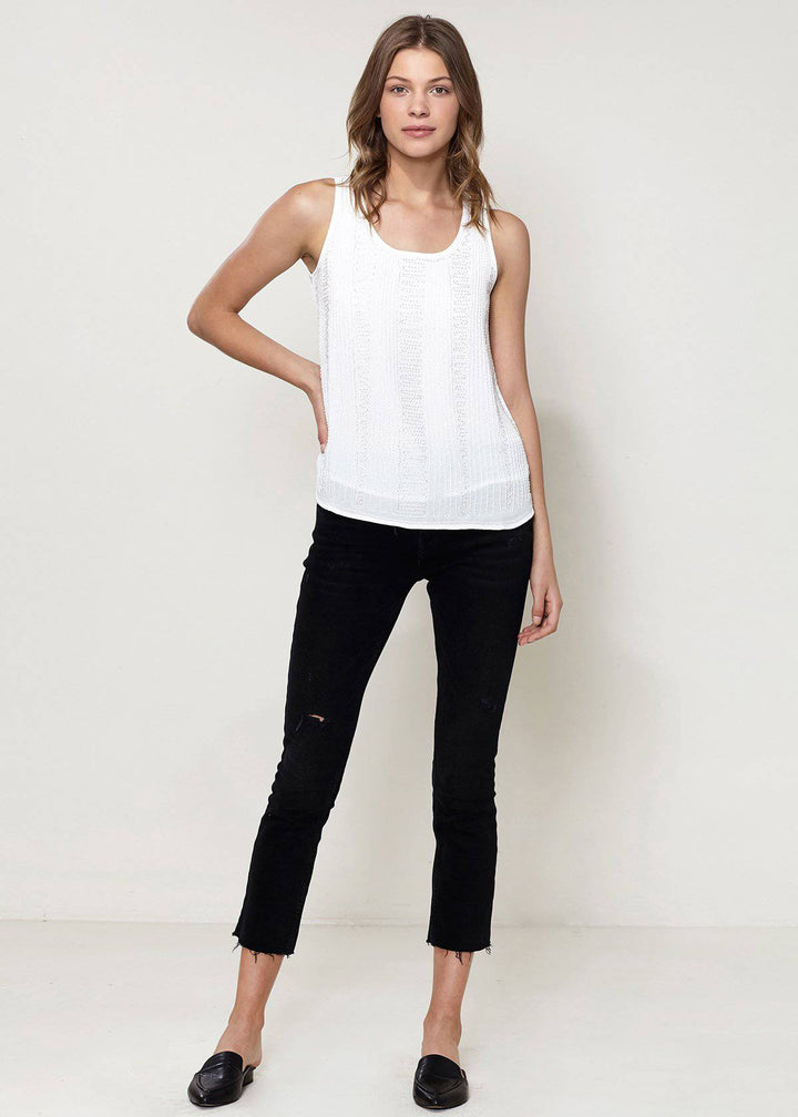 Embellished Sleeveless Top In Ivory by Shop at Konus