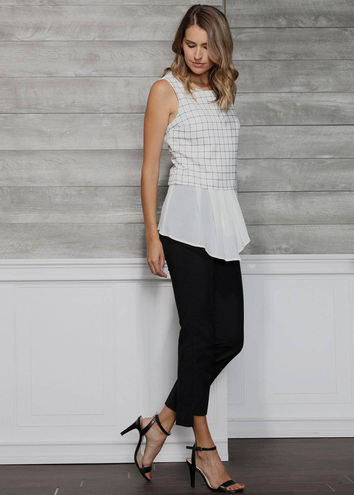 Women's Grid Print Sleeveless Top In Square Jacquard by Shop at Konus