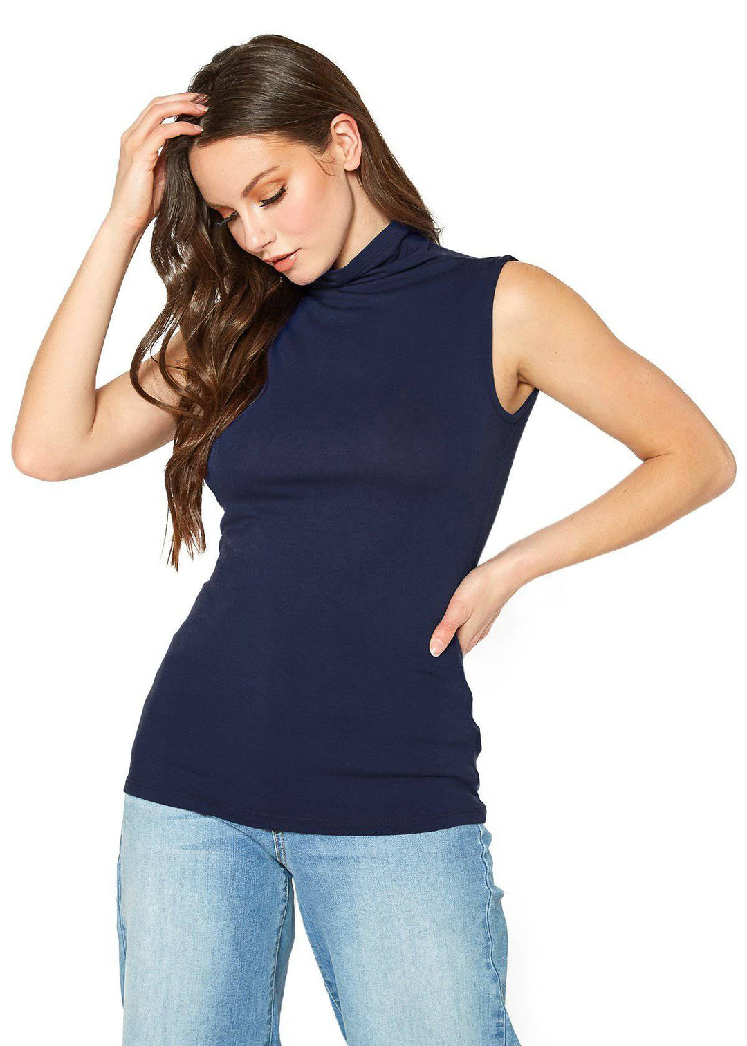 Women's Sleeveless Turtle Neck Fitted Top by Shop at Konus