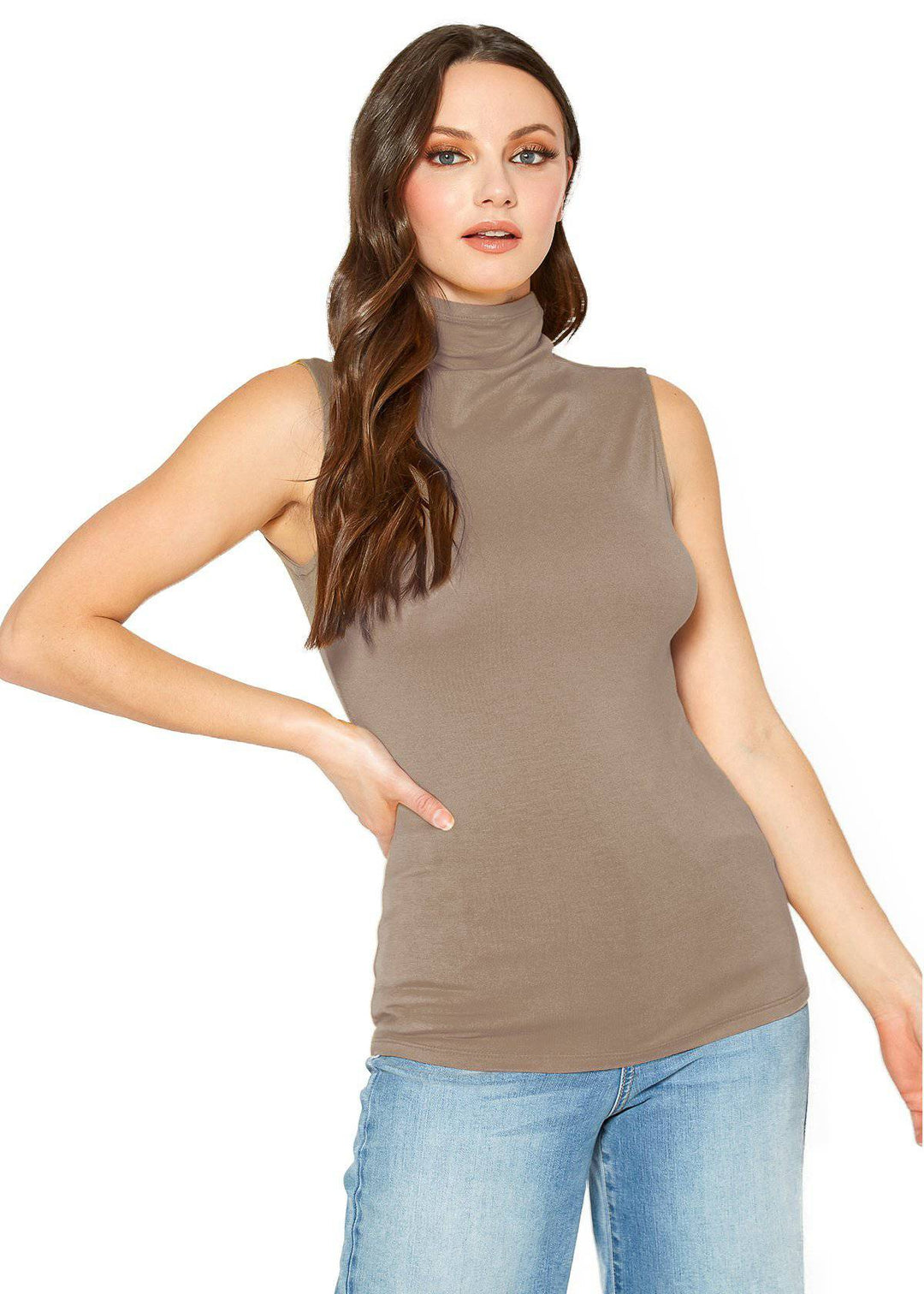 Women's Sleeveless Turtle Neck Fitted Top by Shop at Konus