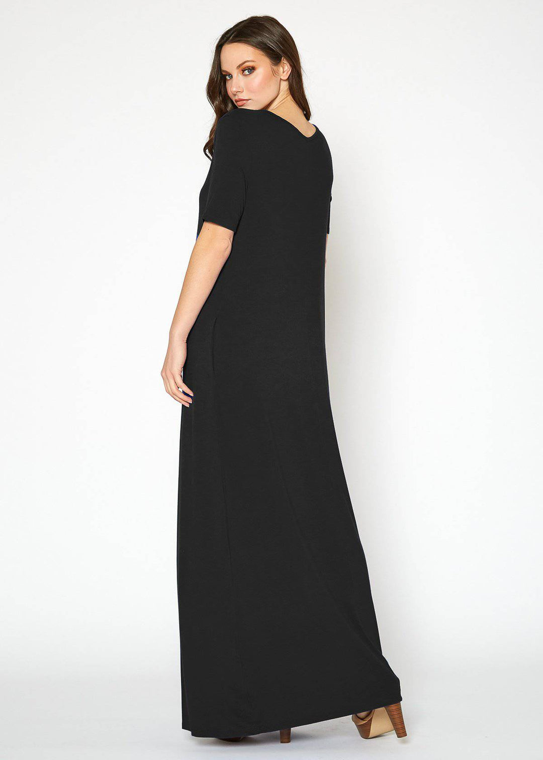 V-neck Short Sleeve Maxi Dress With Pockets by Shop at Konus