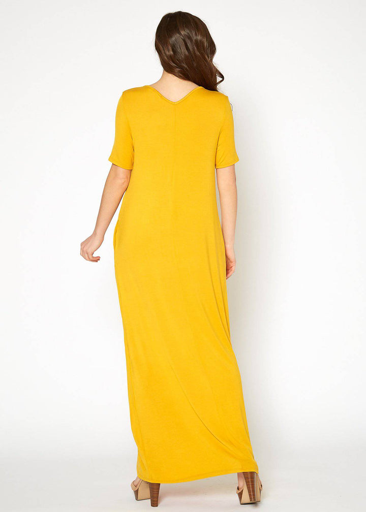 V-neck Short Sleeve Maxi Dress With Pockets by Shop at Konus