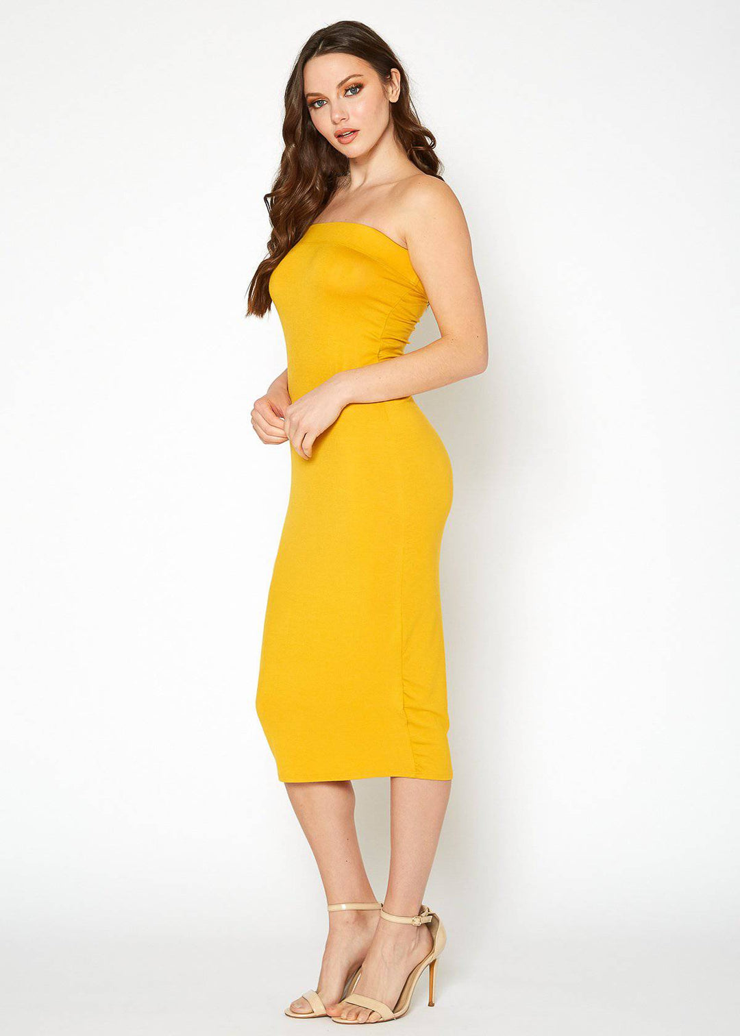 Women's Tube Top Bodycon Midi Dress by Shop at Konus