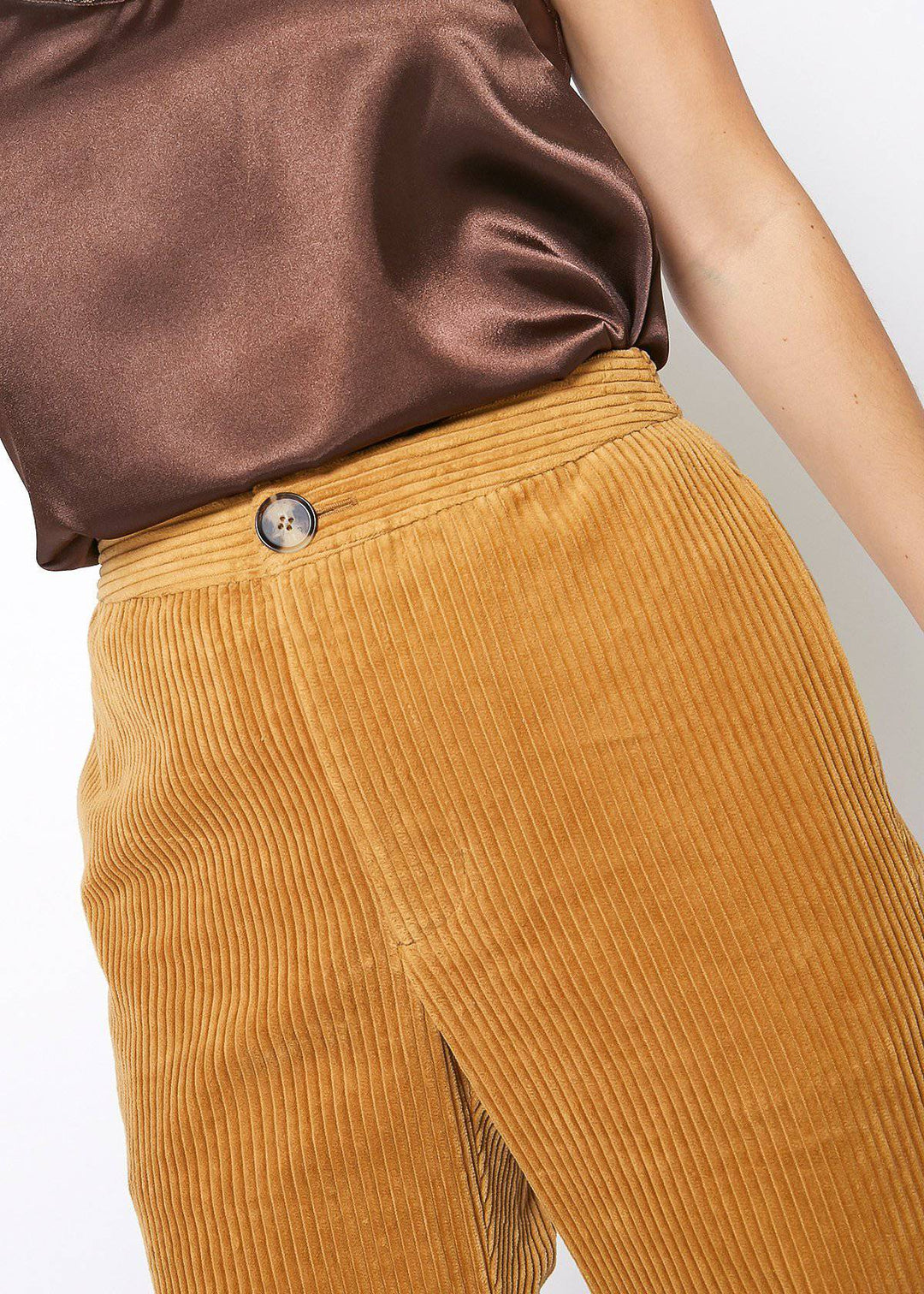 Women's Corduroy Wide Leg High Waist Pants in Dijon by Shop at Konus