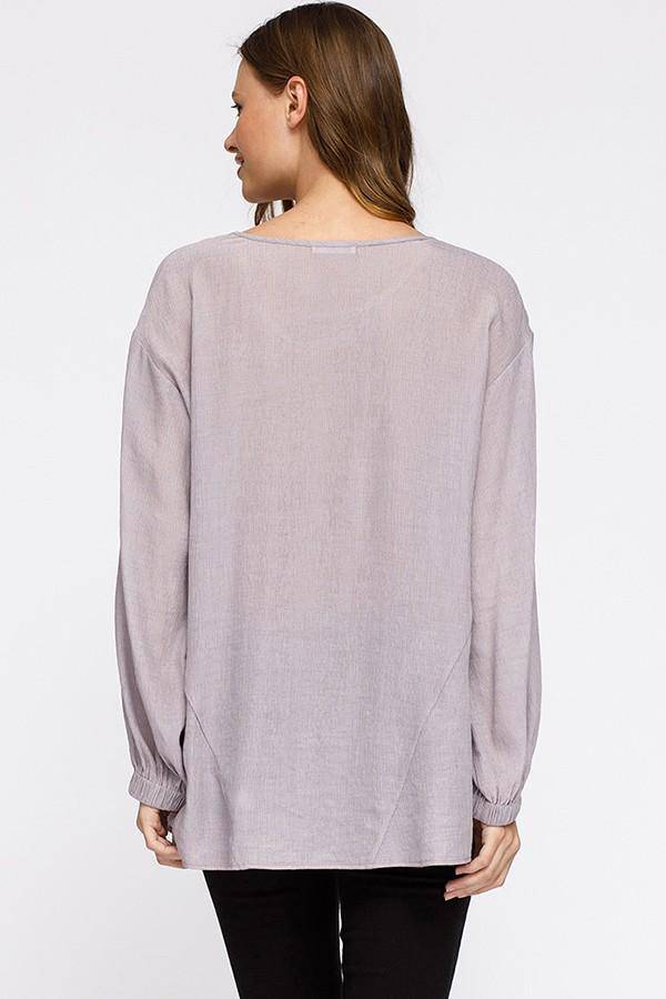 Women's Hi-lo Elastic Banded Hem Top in Lavander by Shop at Konus