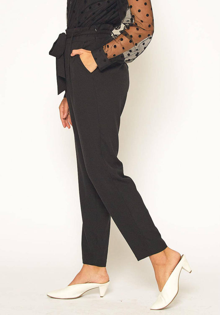 Women's Tie Waist Slim Trouser in Black by Shop at Konus